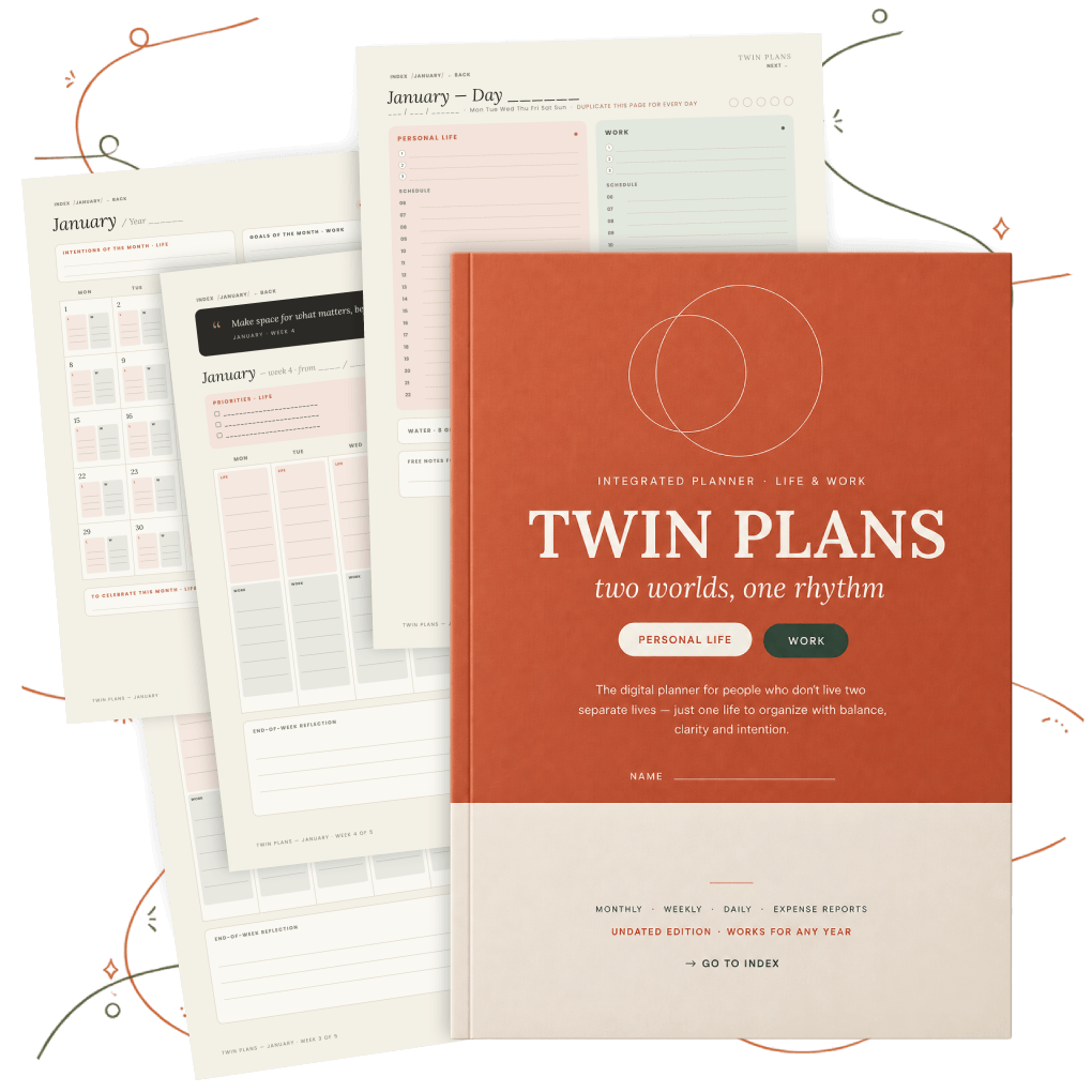 Twin Plans — Undated Digital Planner & Budget Spreadsheet Bundle