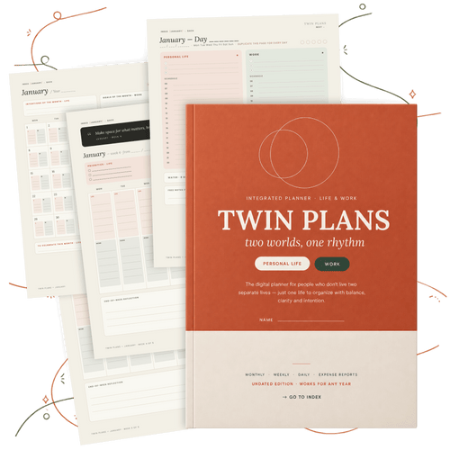 Twin Plans — Undated Digital Planner & Budget Spreadsheet Bundle