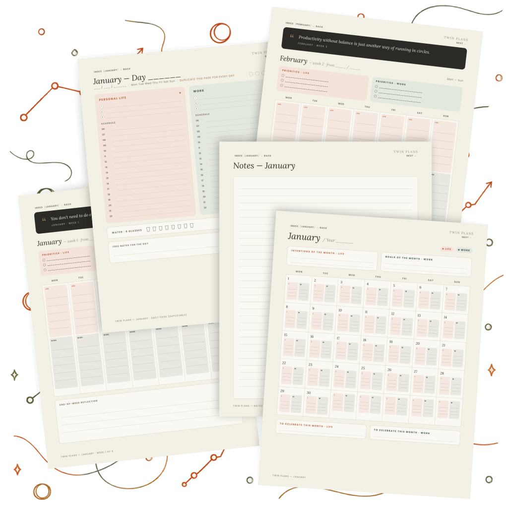 Twin Plans — Undated Digital Planner & Budget Spreadsheet Bundle